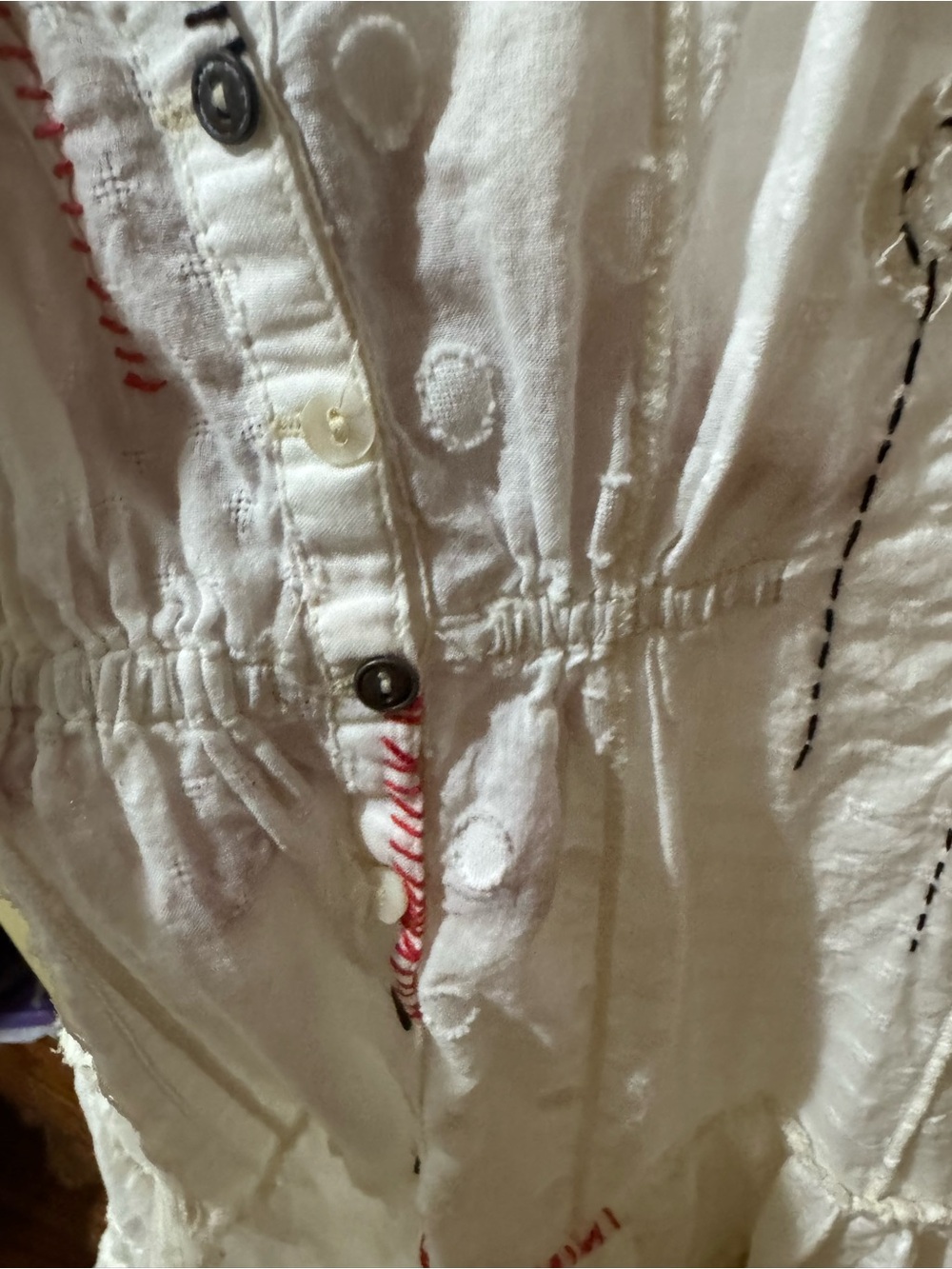 Antica Santorini Embroidered Sleeveless Tunic with Red Stitching - Picture 7 of 12